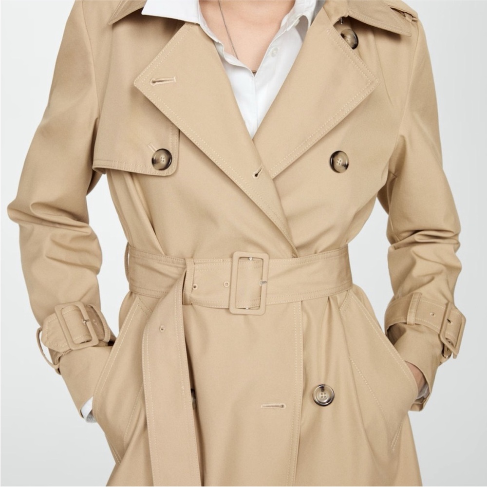 Mango Beige Double-Breasted Trench Coat size Small